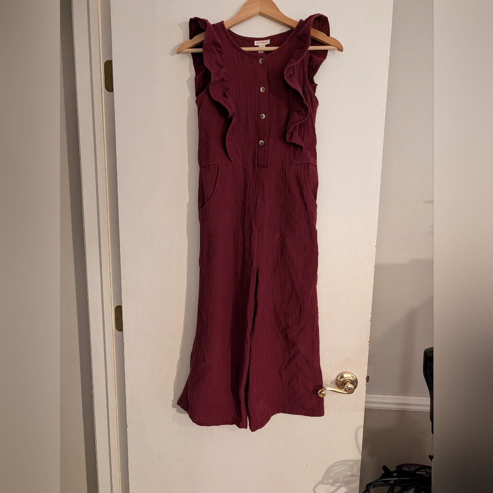 Cat & Jack Maroon Jumpsuit with Button Detail